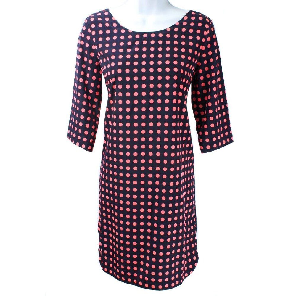 GAP Navy Blue & Pink Polka Dot Elbow Sleeve Shift Dress Women's Size XS